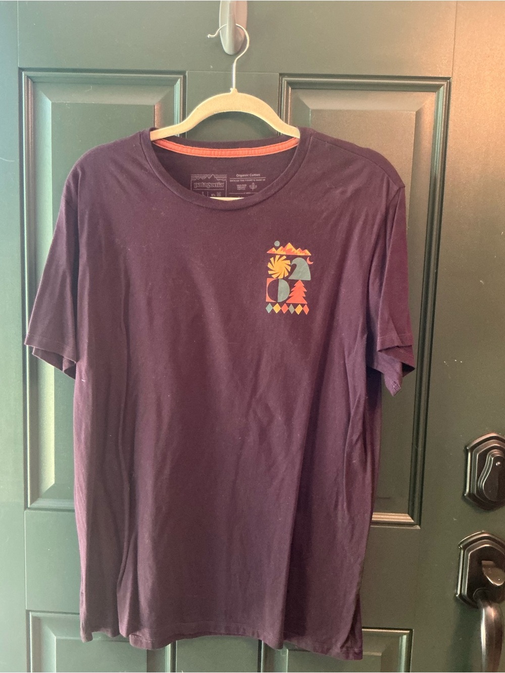 Patagonia Plum Short-Sleeve Crew T-Shirt with Geometric Chest Graphic